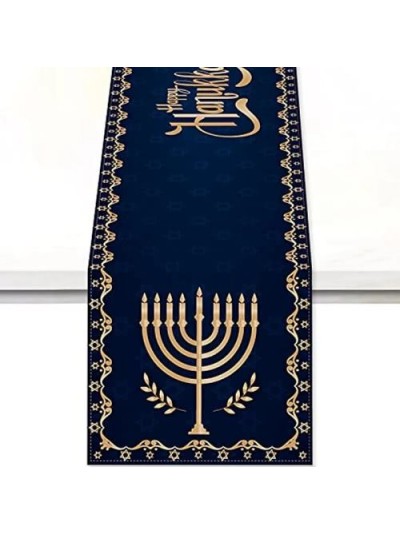Скатертина-доріжка святкова на стіл (раннер) | "Happy Hanukkah"