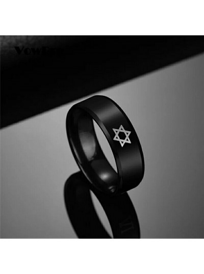 Кольцо из титановой стали с еврейской символикой  ✡